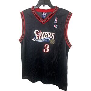 Champion Allen Iverson Sixers NBA Jersey #3 Basketball Black Youth Size XL 18-20